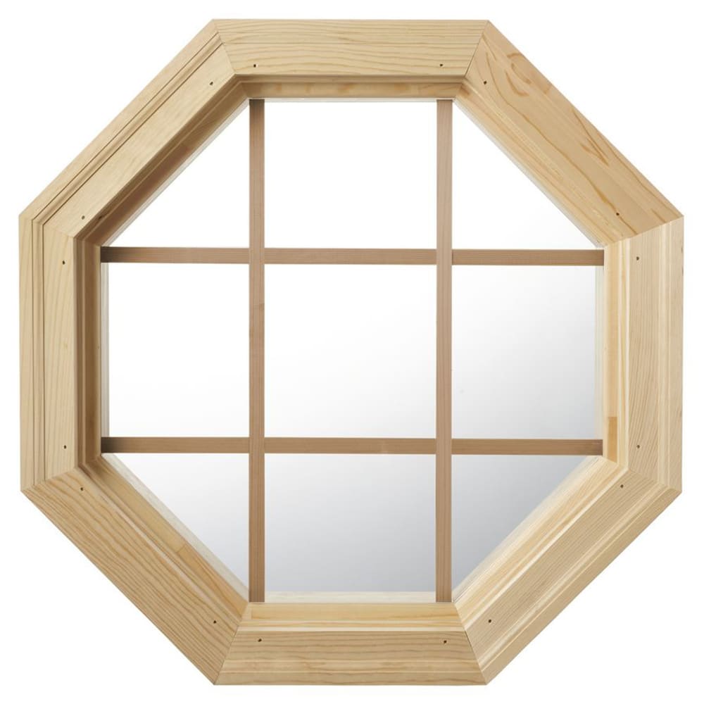 Large Cabin Light Wood Stationary Octagon Window